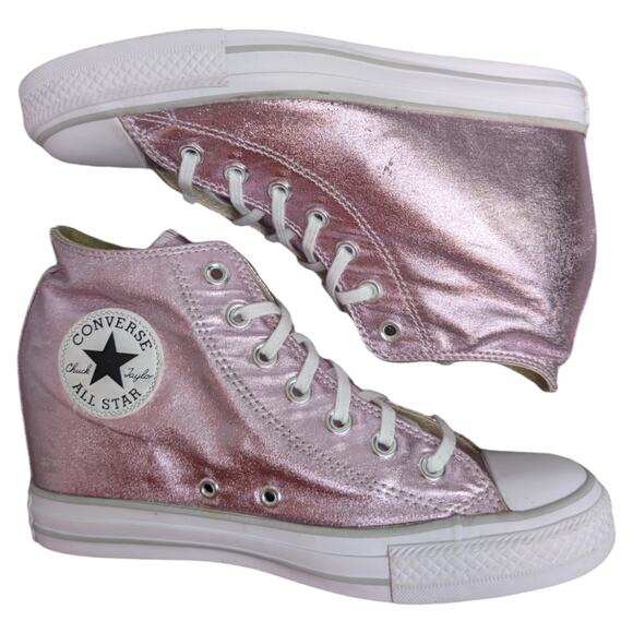 Converse 2017 CTAS Lux Mid Hidden Wedge Metallic Fuschia Pink Sneaker Womens 9.5 - Picture 10 of 11